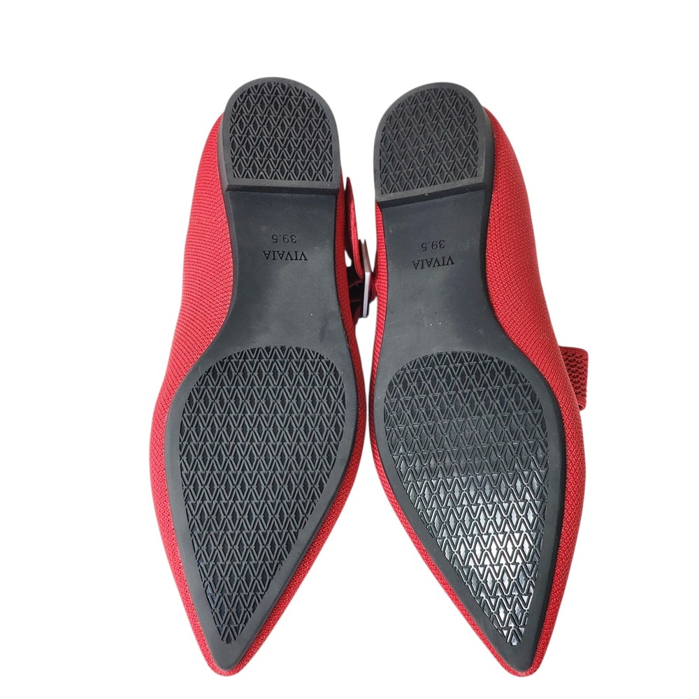 VIVAIA Maria Red Knit Pointed Toe Mary Jane Flat Shoes Buckle Strap Size 39.5 - Picture 5 of 5